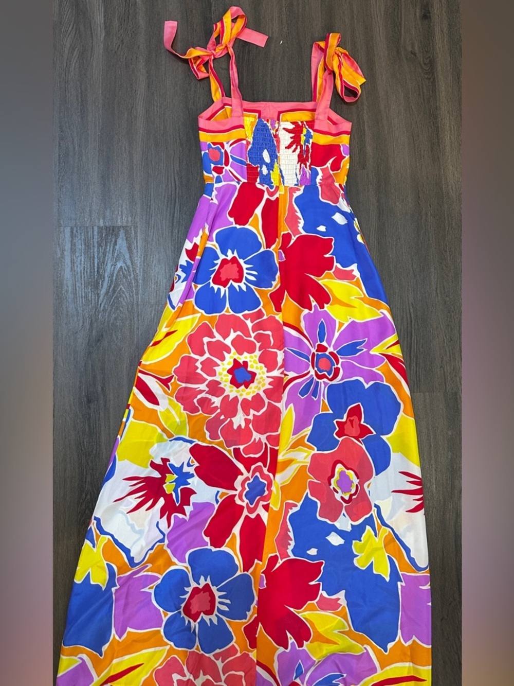 Colorful Floral Maxi Dress Tie Strap Resort Vacation Wedding Guest Size 2 NWT - Picture 8 of 9